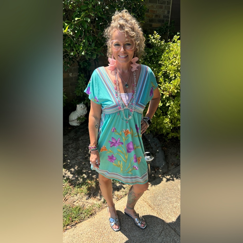 Teal Floral Dress